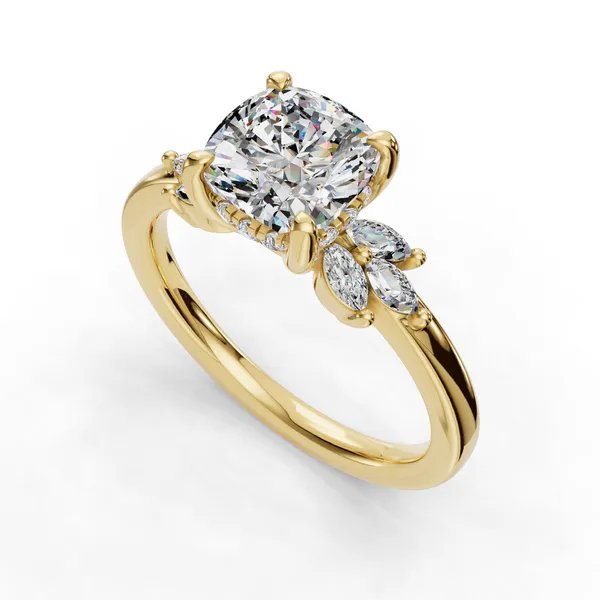 14K Yellow Gold Cushion Engagement Ring Setting SVS Fine Jewelry Oceanside, NY