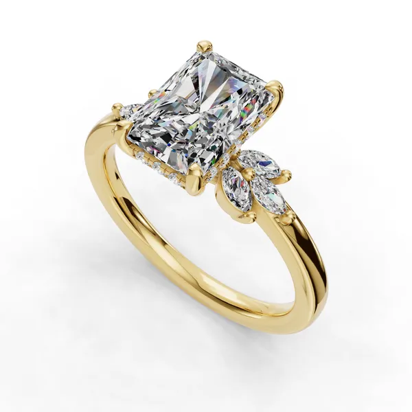 14K Yellow Gold Radiant Engagement Ring Setting SVS Fine Jewelry Oceanside, NY