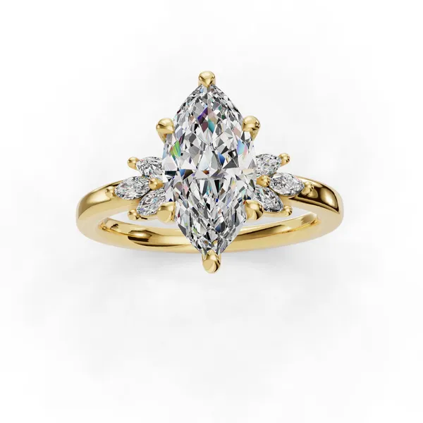 14K Yellow Gold Marquise Engagement Ring Setting Image 4 SVS Fine Jewelry Oceanside, NY