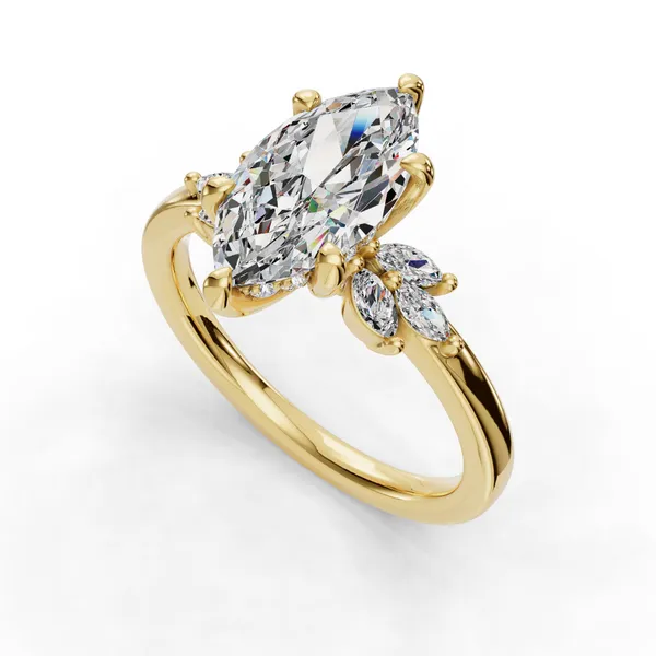 14K Yellow Gold Marquise Engagement Ring Setting SVS Fine Jewelry Oceanside, NY