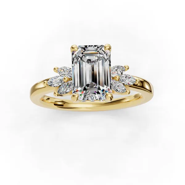 14K Yellow Gold Emerald Engagement Ring Setting Image 4 SVS Fine Jewelry Oceanside, NY