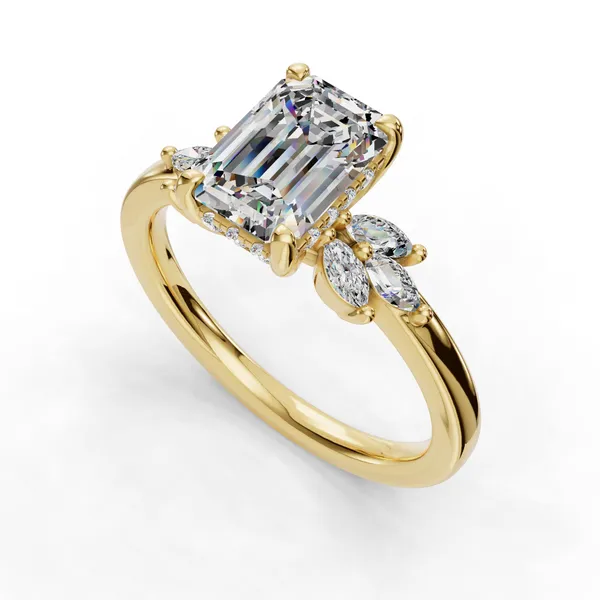 14K Yellow Gold Emerald Engagement Ring Setting SVS Fine Jewelry Oceanside, NY