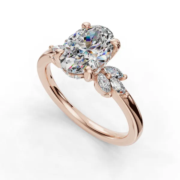 18K Rose Gold Oval Engagement Ring Setting SVS Fine Jewelry Oceanside, NY