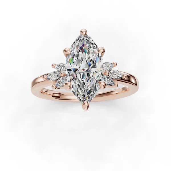 18K Rose Gold Marquise Engagement Ring Setting Image 4 SVS Fine Jewelry Oceanside, NY