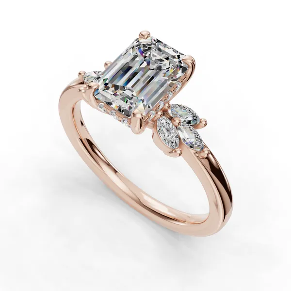 18K Rose Gold Emerald Engagement Ring Setting SVS Fine Jewelry Oceanside, NY