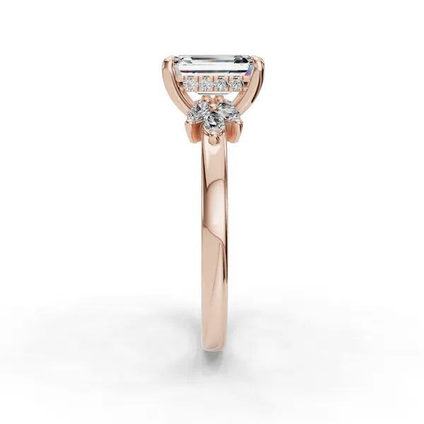 18K Rose Gold Emerald Engagement Ring Setting Image 3 SVS Fine Jewelry Oceanside, NY