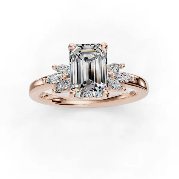 18K Rose Gold Emerald Engagement Ring Setting Image 4 SVS Fine Jewelry Oceanside, NY