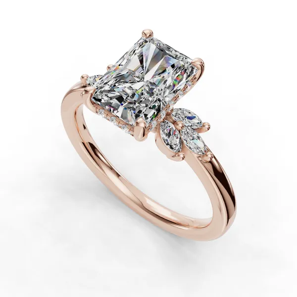 18K Rose Gold Radiant Engagement Ring Setting SVS Fine Jewelry Oceanside, NY