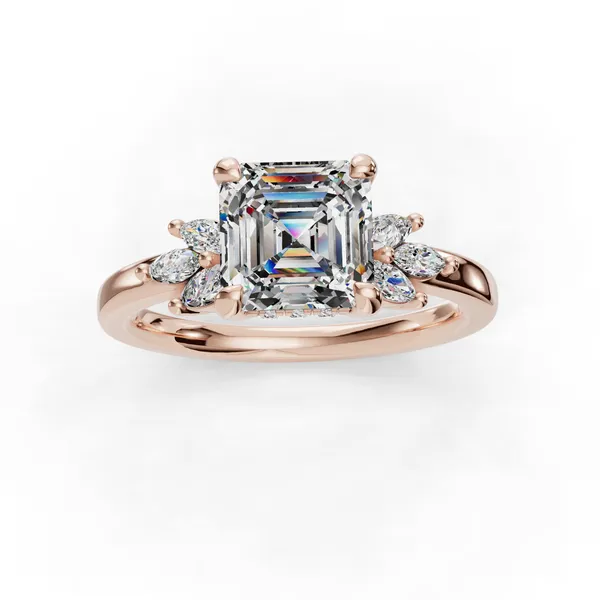 18K Rose Gold Asscher Engagement Ring Setting Image 3 SVS Fine Jewelry Oceanside, NY