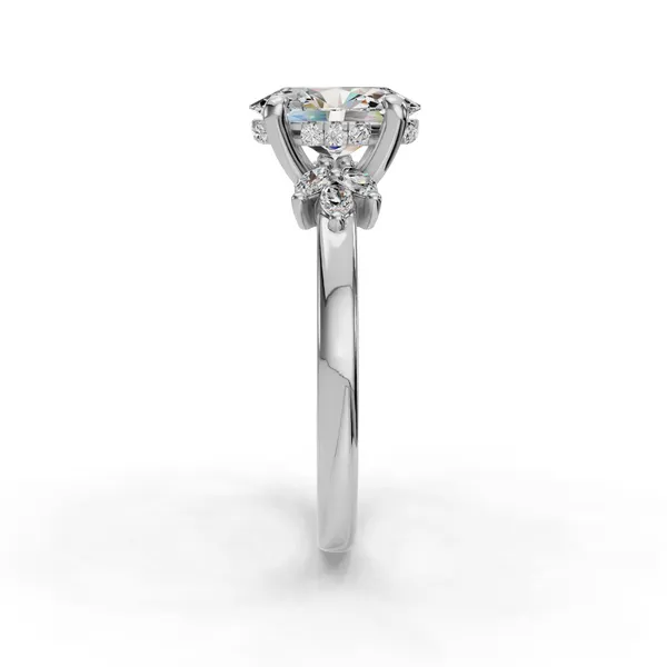 18K White Gold Oval Engagement Ring Setting Image 3 SVS Fine Jewelry Oceanside, NY