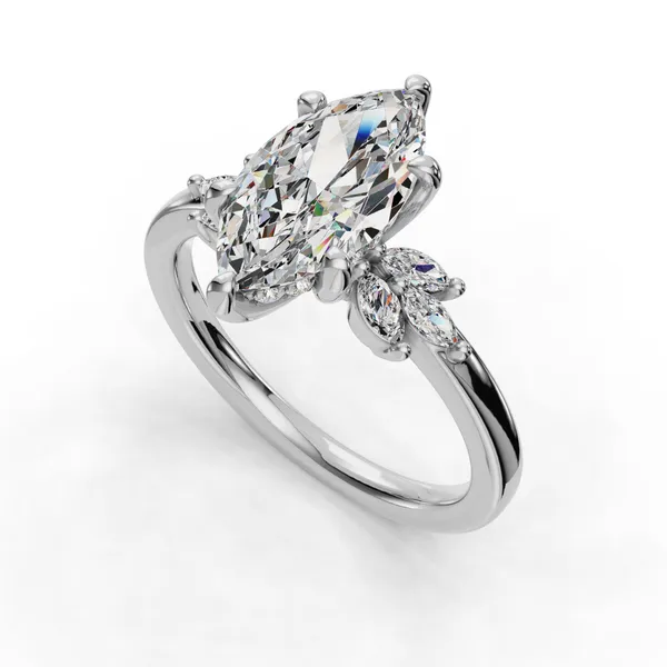 18K White Gold Marquise Engagement Ring Setting SVS Fine Jewelry Oceanside, NY