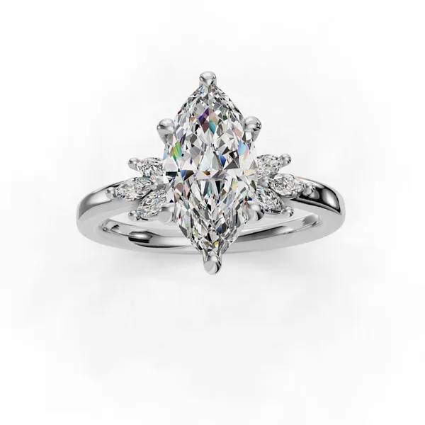18K White Gold Marquise Engagement Ring Setting Image 4 SVS Fine Jewelry Oceanside, NY