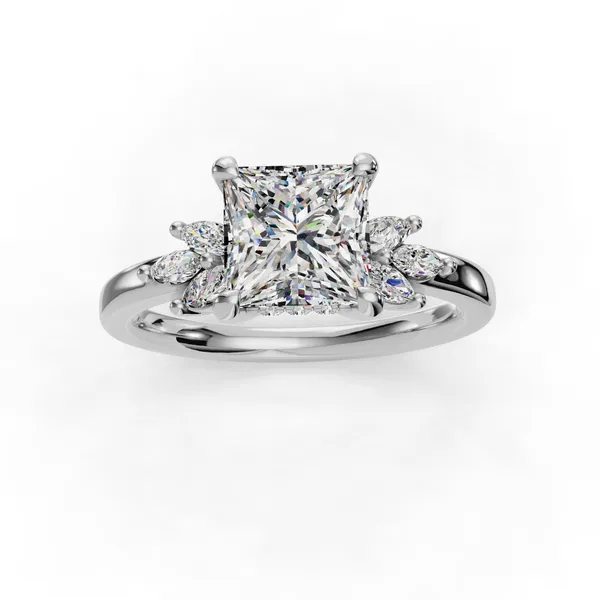 18K White Gold Princess Engagement Ring Setting Image 4 SVS Fine Jewelry Oceanside, NY