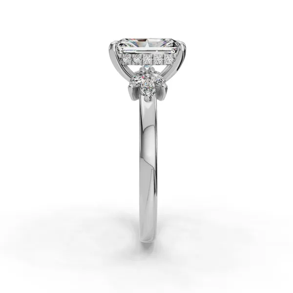 18K White Gold Radiant Engagement Ring Setting Image 3 SVS Fine Jewelry Oceanside, NY