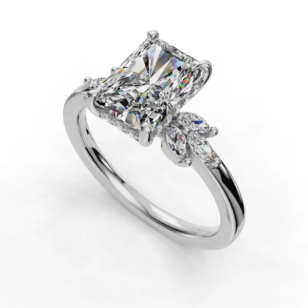 18K White Gold Radiant Engagement Ring Setting SVS Fine Jewelry Oceanside, NY