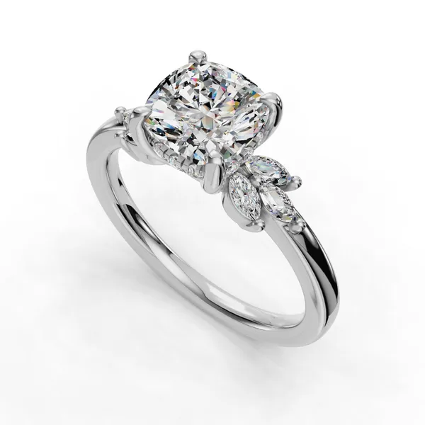 18K White Gold Cushion Engagement Ring Setting SVS Fine Jewelry Oceanside, NY