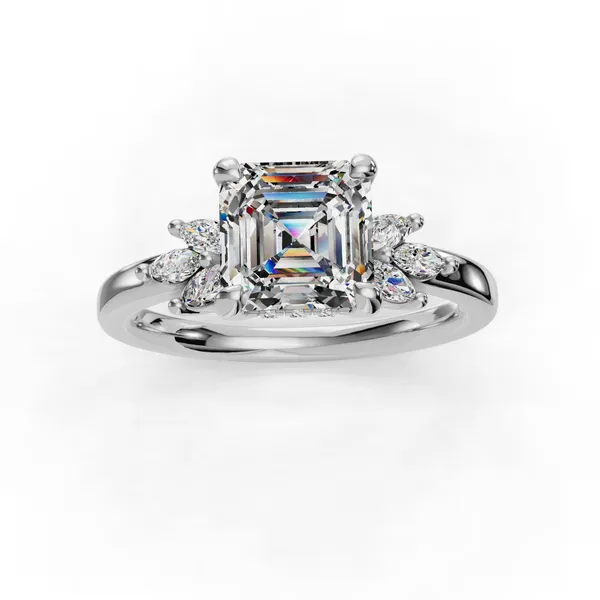 18K White Gold Asscher Engagement Ring Setting Image 4 SVS Fine Jewelry Oceanside, NY