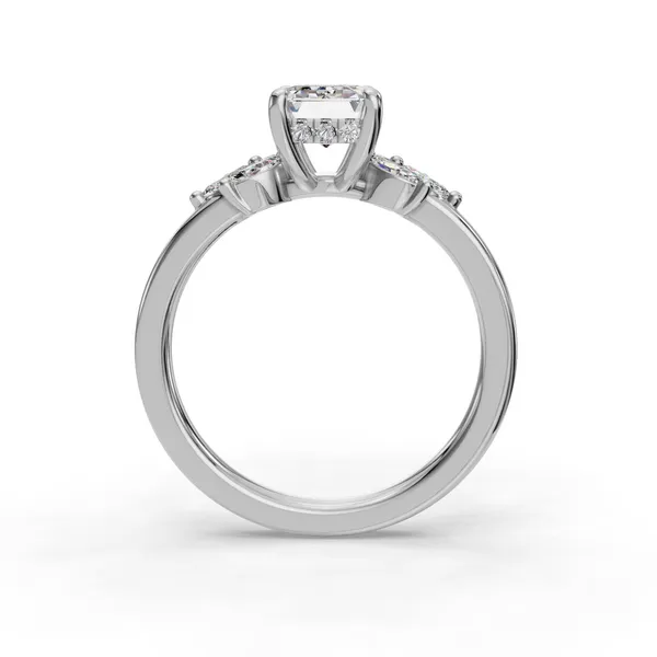 18K White Gold Emerald Engagement Ring Setting Image 2 SVS Fine Jewelry Oceanside, NY