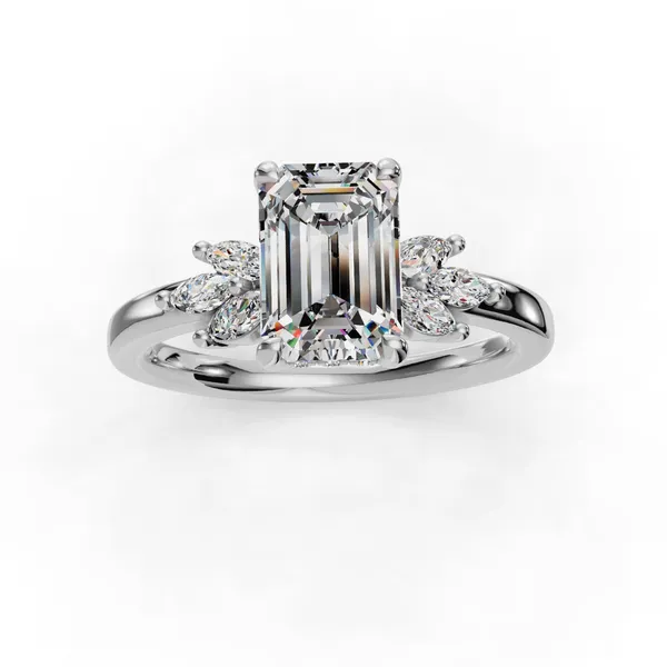 18K White Gold Emerald Engagement Ring Setting Image 4 SVS Fine Jewelry Oceanside, NY