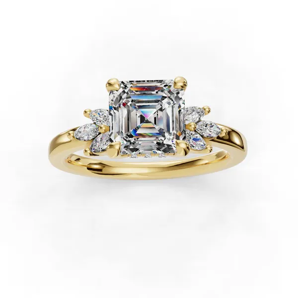 18K Yellow Gold Asscher Engagement Ring Setting Image 4 SVS Fine Jewelry Oceanside, NY