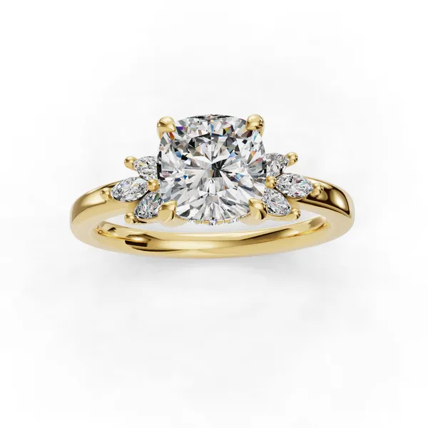 18K Yellow Gold Cushion Engagement Ring Setting Image 4 SVS Fine Jewelry Oceanside, NY