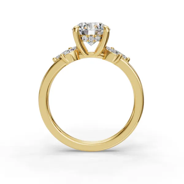 18K Yellow Gold Round Engagement Ring Setting Image 2 SVS Fine Jewelry Oceanside, NY
