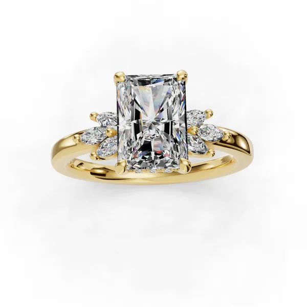 18K Yellow Gold Radiant Engagement Ring Setting Image 4 SVS Fine Jewelry Oceanside, NY