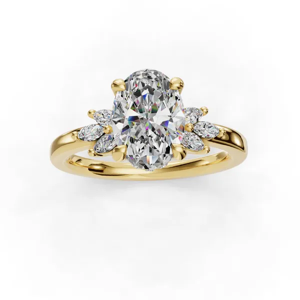 18K Yellow Gold Oval Engagement Ring Setting Image 4 SVS Fine Jewelry Oceanside, NY