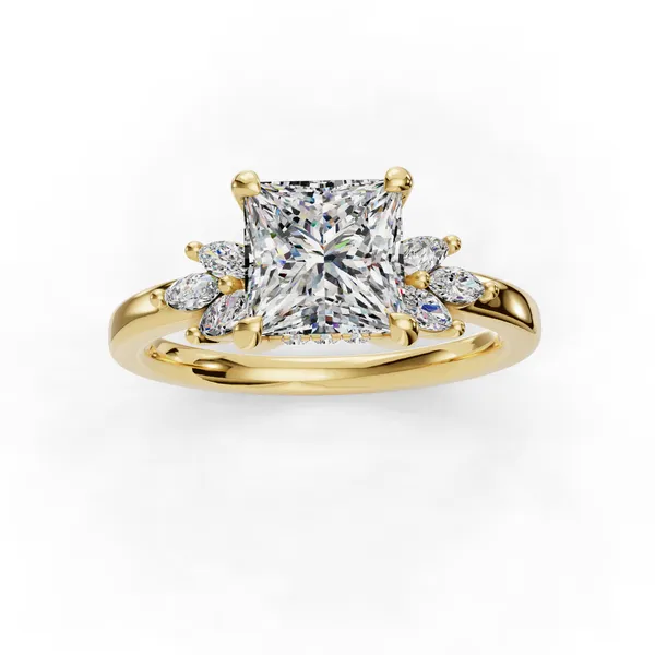 18K Yellow Gold Princess Engagement Ring Setting Image 4 SVS Fine Jewelry Oceanside, NY