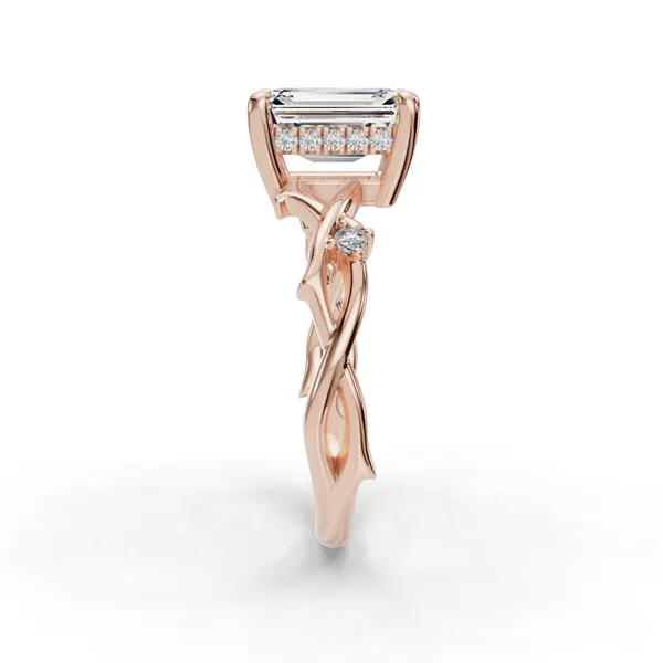 14K Rose Gold Emerald Engagement Ring Setting Image 3 SVS Fine Jewelry Oceanside, NY