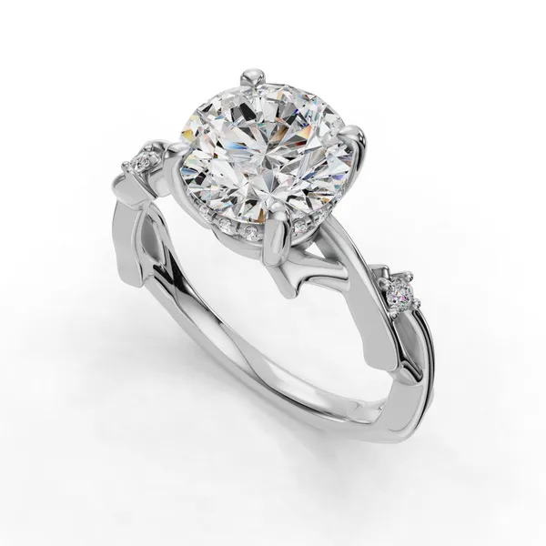 14K White Gold Round Engagement Ring Setting SVS Fine Jewelry Oceanside, NY