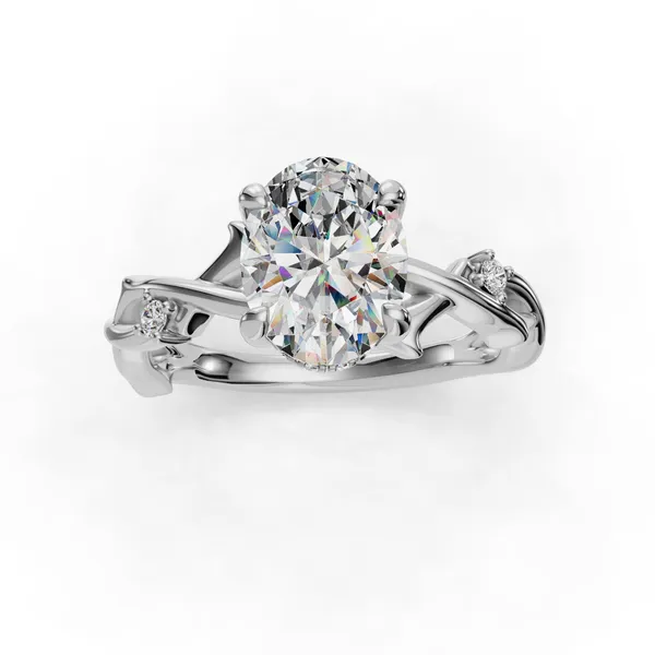 14K White Gold Oval Engagement Ring Setting Image 4 SVS Fine Jewelry Oceanside, NY