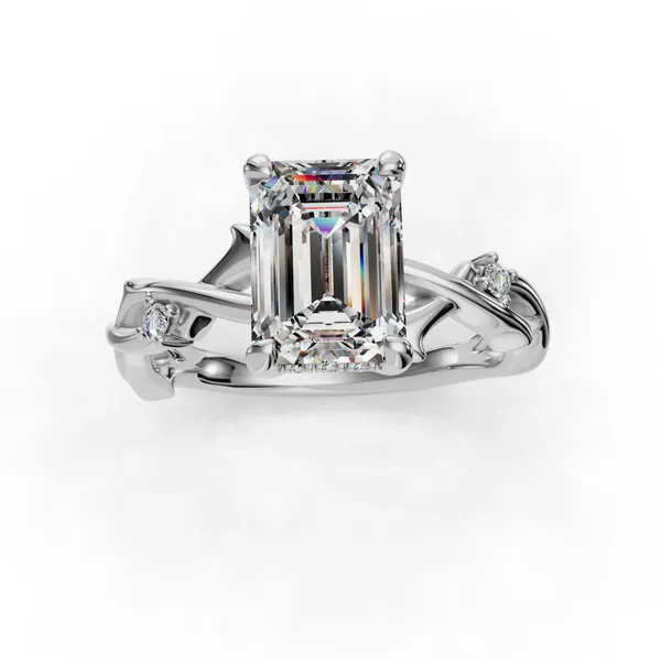 14K White Gold Emerald Engagement Ring Setting Image 4 SVS Fine Jewelry Oceanside, NY