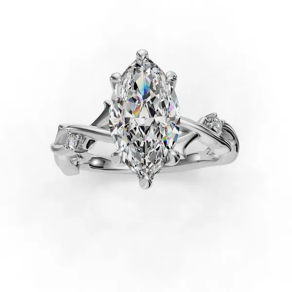 14K White Gold Marquise Engagement Ring Setting Image 4 SVS Fine Jewelry Oceanside, NY