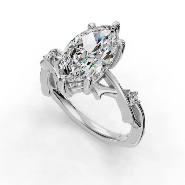 14K White Gold Marquise Engagement Ring Setting SVS Fine Jewelry Oceanside, NY