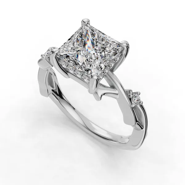 14K White Gold Princess Engagement Ring Setting SVS Fine Jewelry Oceanside, NY