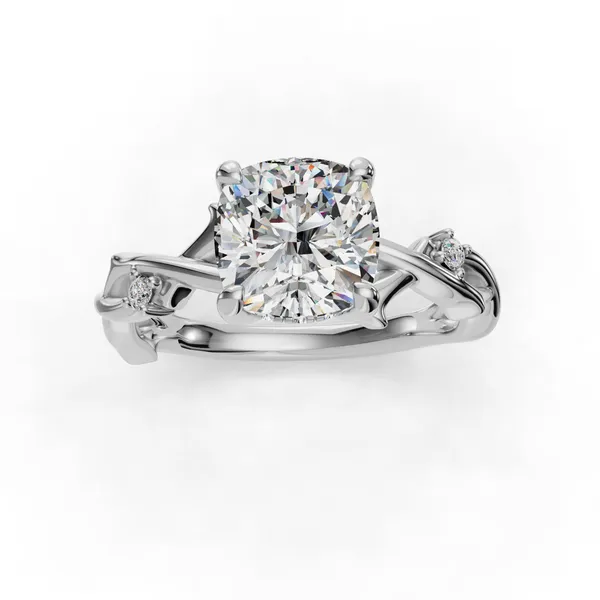 14K White Gold Cushion Engagement Ring Setting Image 4 SVS Fine Jewelry Oceanside, NY