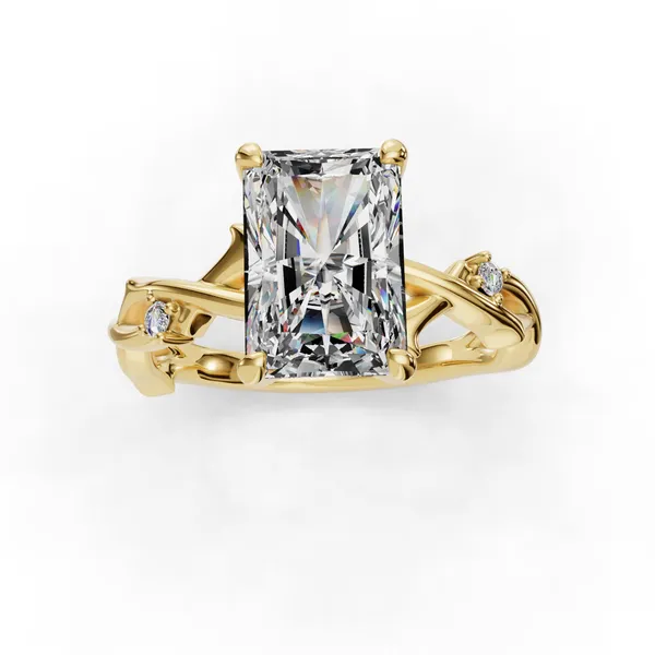 14K Yellow Gold Radiant Engagement Ring Setting Image 4 SVS Fine Jewelry Oceanside, NY