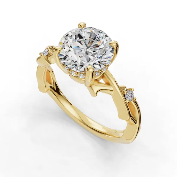 14K Yellow Gold Round Engagement Ring Setting SVS Fine Jewelry Oceanside, NY