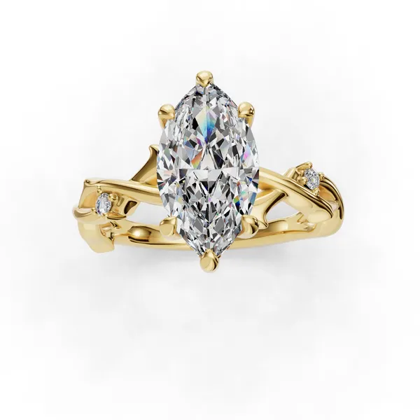 14K Yellow Gold Marquise Engagement Ring Setting Image 4 SVS Fine Jewelry Oceanside, NY