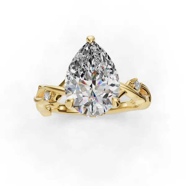 14K Yellow Gold Pear Engagement Ring Setting Image 4 SVS Fine Jewelry Oceanside, NY