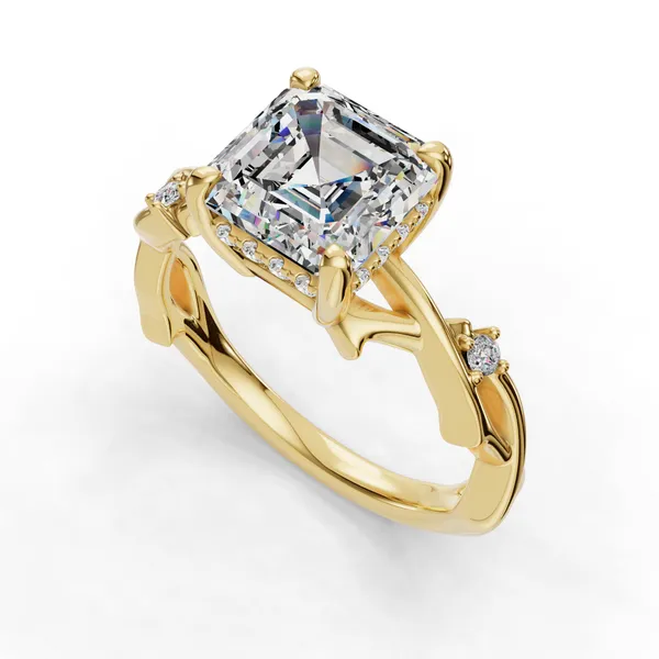 14K Yellow Gold Asscher Engagement Ring Setting SVS Fine Jewelry Oceanside, NY