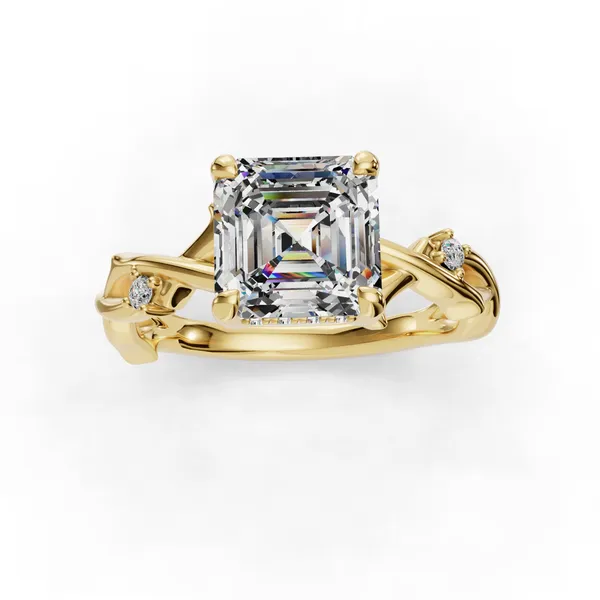 14K Yellow Gold Asscher Engagement Ring Setting Image 4 SVS Fine Jewelry Oceanside, NY