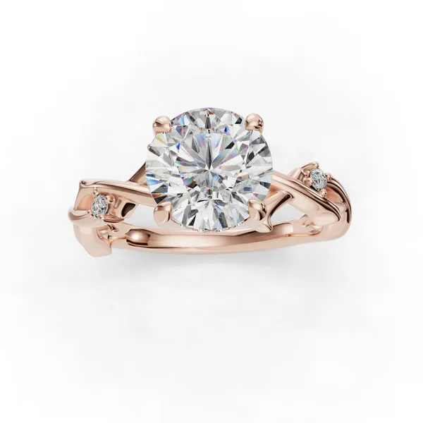18K Rose Gold Round Engagement Ring Setting Image 4 SVS Fine Jewelry Oceanside, NY