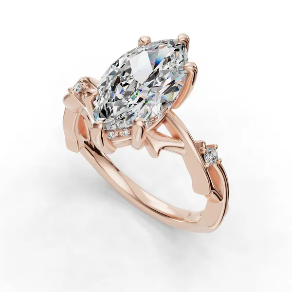 18K Rose Gold Marquise Engagement Ring Setting SVS Fine Jewelry Oceanside, NY