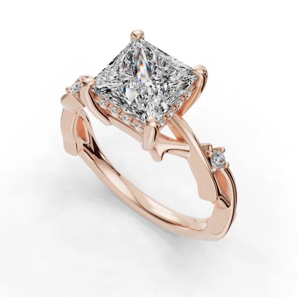 18K Rose Gold Princess Engagement Ring Setting SVS Fine Jewelry Oceanside, NY