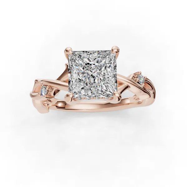 18K Rose Gold Princess Engagement Ring Setting Image 4 SVS Fine Jewelry Oceanside, NY