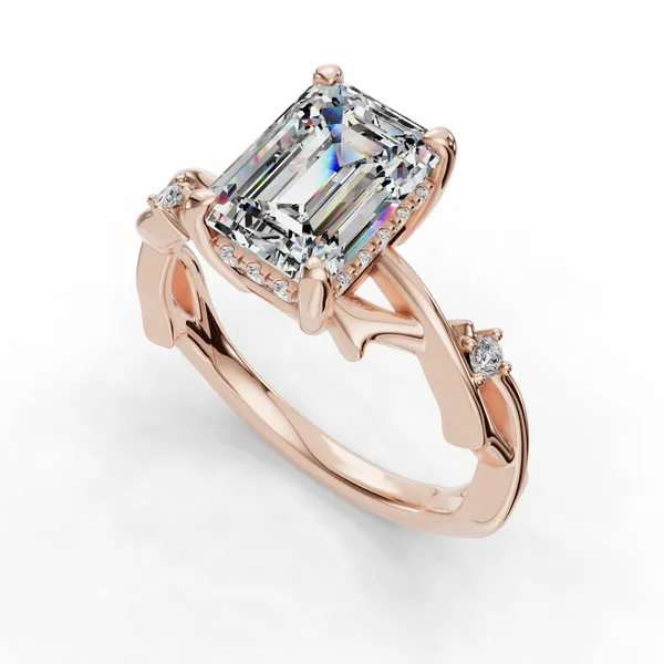 18K Rose Gold Emerald Engagement Ring Setting SVS Fine Jewelry Oceanside, NY