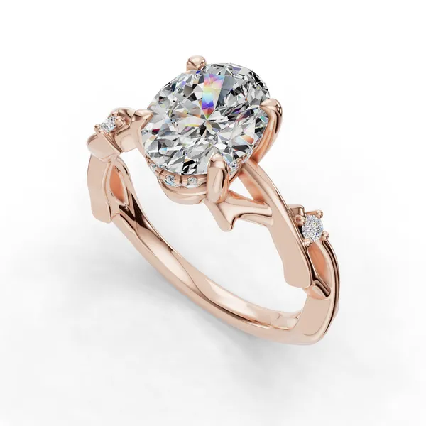 18K Rose Gold Oval Engagement Ring Setting SVS Fine Jewelry Oceanside, NY