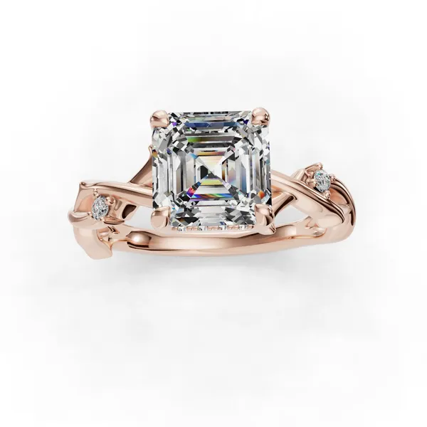 18K Rose Gold Asscher Engagement Ring Setting Image 4 SVS Fine Jewelry Oceanside, NY